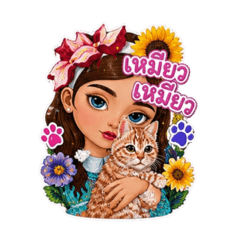 Dahlia and cat.