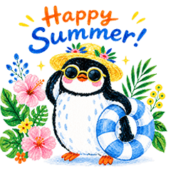 Animated Summer Penguin Daily Stickers