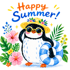 Animated Summer Penguin Daily Stickers