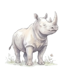 Soft Watercolor Healing Rhino