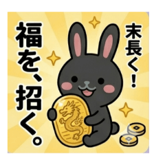 Lucky Black Rabbits Happy Stickers