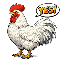White rooster with various emotions