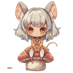 A laid-back, fluffy mouse girl