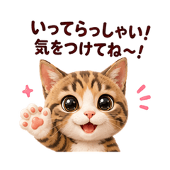 Cute Brown Tabby & White Cat Stickers3