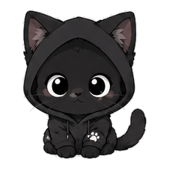 Black Cat in Hoodie