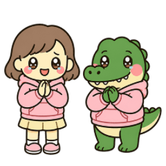 Daily stamp of a girl and a crocodile