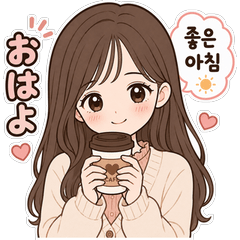 DailyBilingual Cafe Girl Stickers(JP&KR)