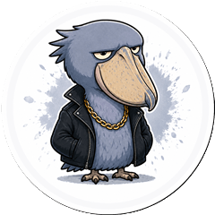 Cool and polite shoebill with attitude