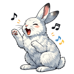 White rabbit with various emotions