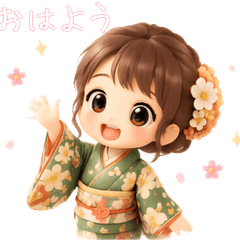 Kawaii Kimono Girl: Daily Anime Stickers