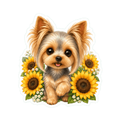 Yorkie and Flower Stickers