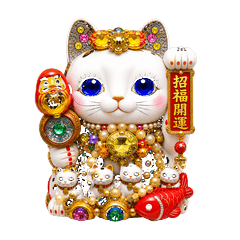 豪華絢爛！俏皮招財貓貼圖