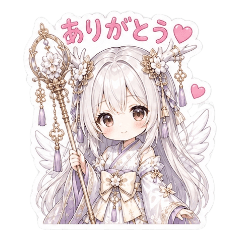 Divine Deer Shrine Maiden Angel Sticker