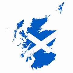 A map of Scotland Scottish flag design.