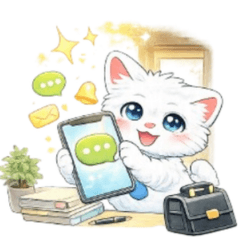 Office Pro White Cat Stickers