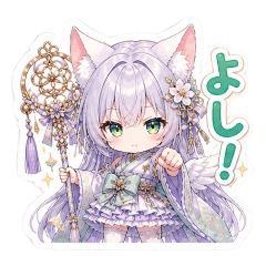 Divine Cat Shrine Maiden Angel Sticker