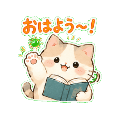 Fluffy Book Lover Cat Stickers