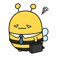 Cute exhausted office bee stickers