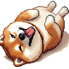 Pixel art telling emotion fat shiba dog