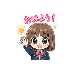 Cute Bob Hair School Girl Stickers