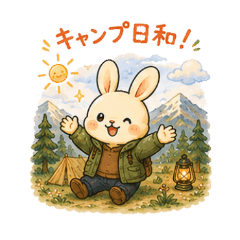 Cute Camping Bunny Sticker