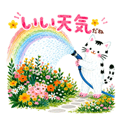 Animated Cat & Flower Daily Stickers