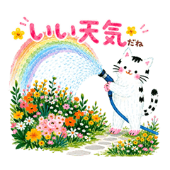 Animated Cat & Flower Daily Stickers