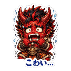 Fiery Red Oni Samurai Stickers