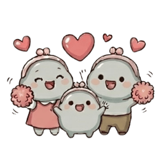Gamachu Coin Purse Family Stickers