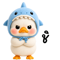 cute white duck with shark head