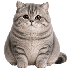 A chubby, striped cat. (No Text)