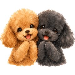 Fluffy Poodle Duo Cozy Daily Stickers