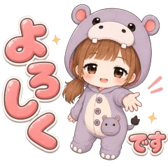 Soft Hippo Kigurumi Girl Daily Stickers