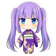 着物姿のむらさきちゃんの毎日スタンプ