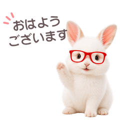 Red Glasses Bunny Daily Stickers