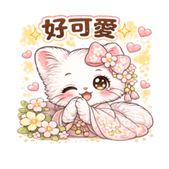 和風白貓日常對話貼圖