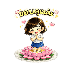 Little girl on pink lotus