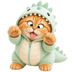 Orange cat, dinosaur-like (No Text)