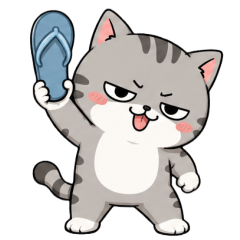 Grey Cat Annoying! Tuatung (No text)
