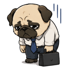 Tired Worker Pug: Real Thoughts Stickers