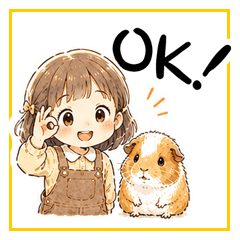 Girl & Guinea Pig Stickers