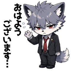 A scary-looking but polite wolf.
