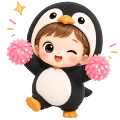 little girl in penguin costume (No Text)