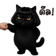 Black Cat with wig bob