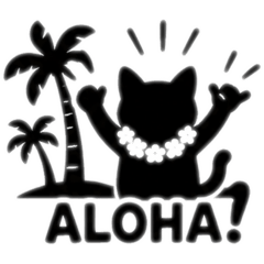 Pictogram Hawaiian Black Cat Stickers