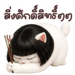 Cat white bob wig