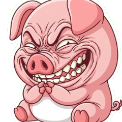 Jet Black Grumpy Devil Pig