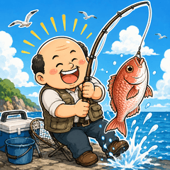 Fishing Bald Guy Stickers