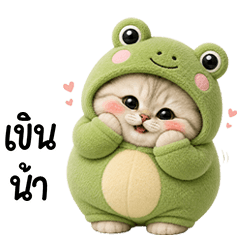 แมวอ้วงชุดกบน่ารัก