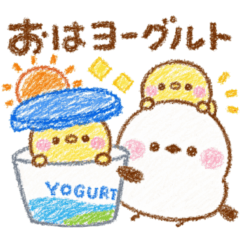 クレヨンで描いたシマエナガ♡ダジャレ